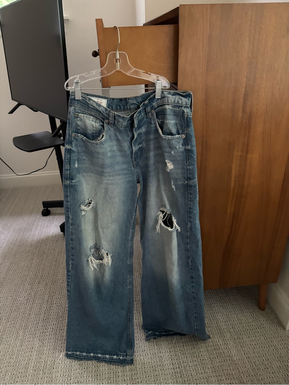 GAP Distressed Light Blue Straight Jeans